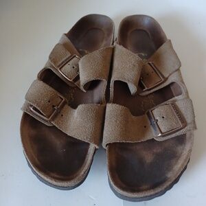 Birkenstock Arizona Taupe Slip On Sandals Size 38.